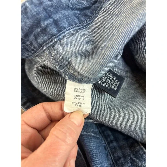 J.Crew Point Sur Wide Leg Jeans Blue Cotton Linen Patch Pocket F2116 Womens 6 - Picture 3 of 7